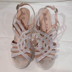 De Blossom Collection Glittering Silver Strappy Heels